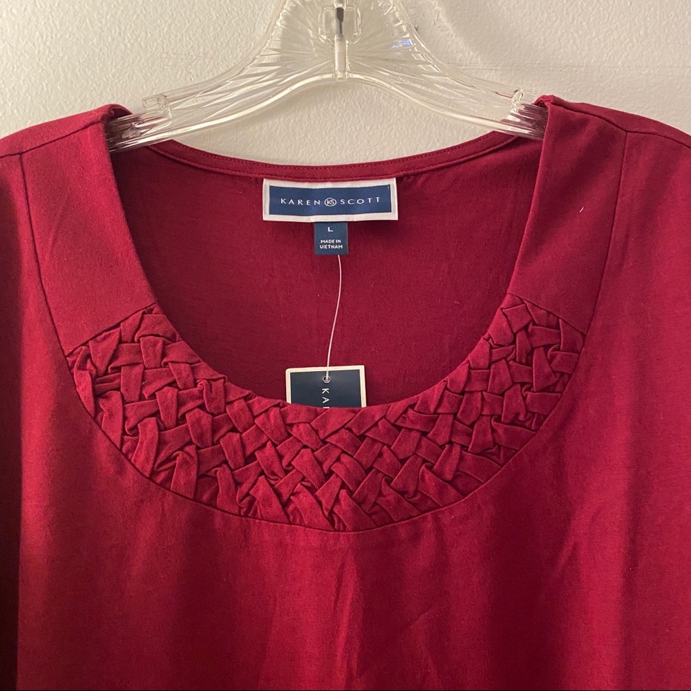 Karen Scott | Basketweave scoop neck tee - Picture 4 of 8